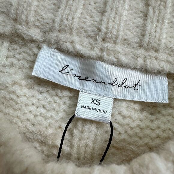 NWT Line & Dot Women’s Fair Isle Oversized Pullover Sweater Cream A Size XS - Picture 4 of 6